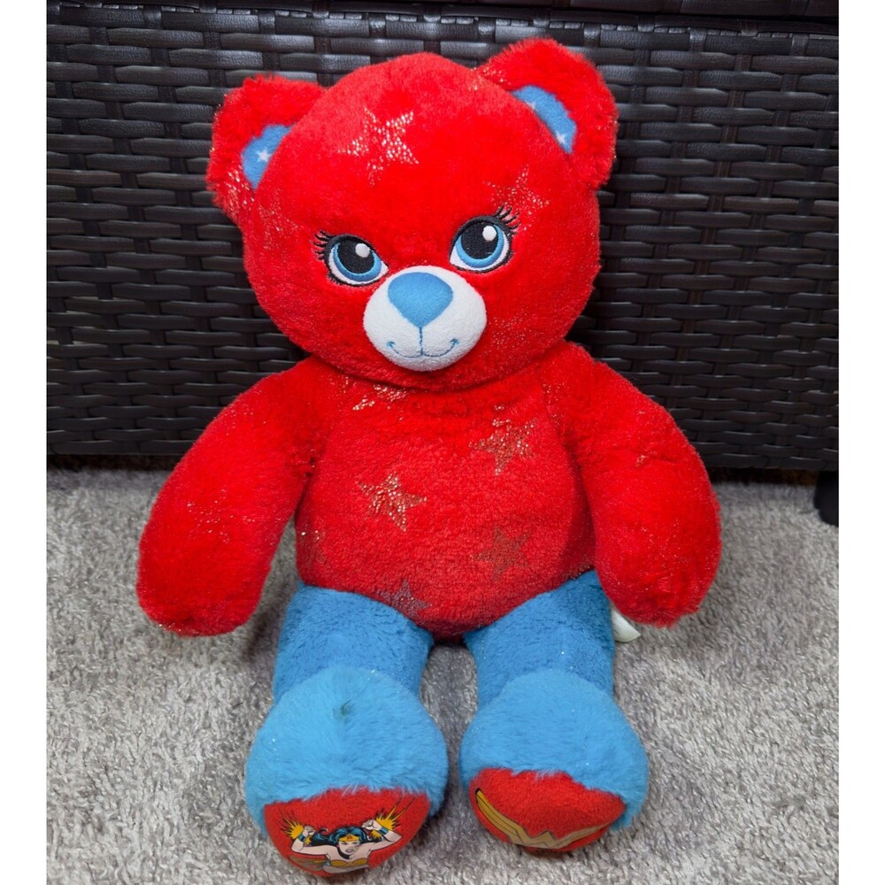 Build a Bear Plush Red Blue Wonder Woman DC Comics 17" Stuffed Animal Teddy Toy